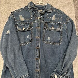 Embellished Jean tunic jacket